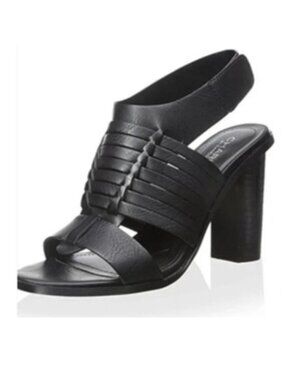 Charles by Charles David "Jeeze" Black Woven Slingback Chunky Heel Sandals 8